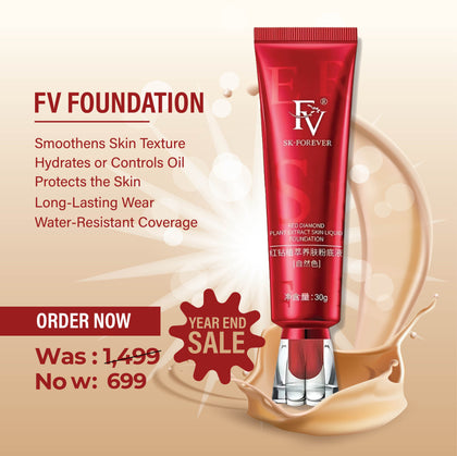 FV Liquid Foundation Makeup, 12-Hour Long Lasting, Concealer & Matte Coverage