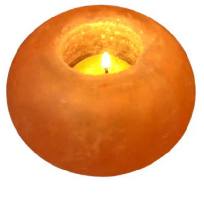 Spherical Himalayan Salt Candle Holder