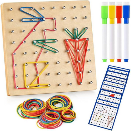 Pattern Board Game, Wooden STEM Rubber, Montessori Learning Toy