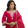 Stitched Suit, Embroidered Cotton Jacquard with Striped Organza Dupatta, for Women