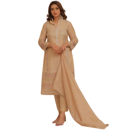 Peach Embroidered Khaadi Net Outfit