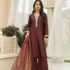 Suit, Maroon Two Tone Silk Fabric with Intricate Tilla Embroidery