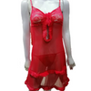 Night Dress Lingerie Set, Red Two Piece with Net Lace Embroidery, for Women