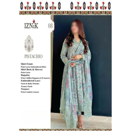 Unstitched Suit, Iznik's Luxury Lawn, Hit Design & Elegant Embroidery