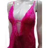 Night Dress Lingerie Set, Rose Pink Two Piece with Net Furr Lace Embroidery