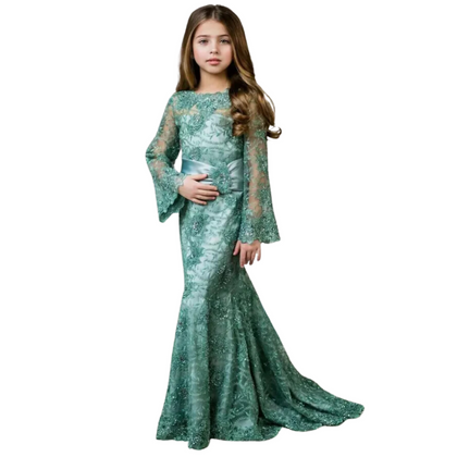 Net & Silk Suit, Elegant Net & Silk Outfit with Thread & Sequins Work, for Kids'