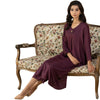 Suit, Elegant Plum 2-Piece Set with V Neckline, Golden Buttons & Straight Trouser