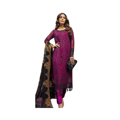 Unstitched Suit, Chiffon Ensemble with Full Embroidery & Tassel Charm, for Women