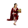 Embroidery Suit, Neck Shirt with Emb Trouser & Lace Dupatta, for Women