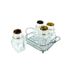 Acrylic Salt & Pepper Shakers, Stainless Steel Holder, Stylish & Functional
