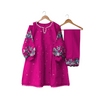 Frock Set, Neck Pearls With Air Embroidered Sleeves - 2pcs, for Girls'