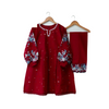 Frock Set, Neck Pearls With Air Embroidered Sleeves - 2pcs, for Girls'