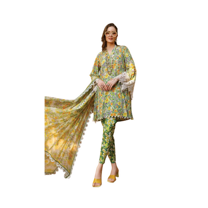 Unstitched Suit, Digital Printed Lawn Dress, 3 Piecs