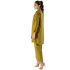 Suit, Elegant Olive-Green Cotton, 2-Piece Ensemble with Lace Adornments, for Women