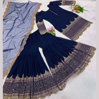 Garara Suit, Heavy Embroidery & Silk Ensemble, for Women