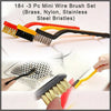 Wire Brush Set, with Curved Handle Grip - Nylon, Brass, Stainless Steel