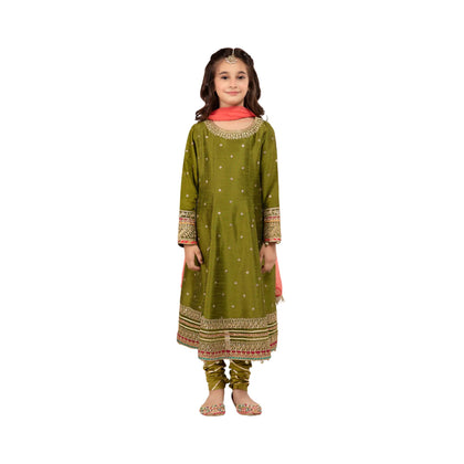 Unstitched Suit, Embroidery and Spangle Work, Suitable for 5-13 Years