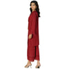 Suit, Chic Maroon Viscose 2-Piece Set with Golden Button Embellishments, for Women