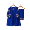 Frock Set, Neck Pearls With Air Embroidered Sleeves - 2pcs, for Girls'