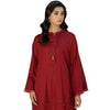 Suit, Chic Maroon Viscose 2-Piece Set with Golden Button Embellishments, for Women