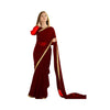 Chiffon Saree, 5 Yards Stitched with Blouse & Petticoat Set, for Women