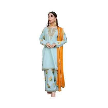 Stitched Suit, Soft Elegance Multi-Embroidery with Lace Dupatta, for Women