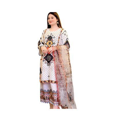 Stitched Suit, Digital Print & Hand Mirror, for Women