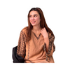 Embroidery Suit, Brown Chocolate & Linen Dress with Fine Stitching, for Women