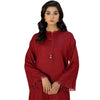 Suit, Chic Maroon Viscose 2-Piece Set with Golden Button Embellishments, for Women