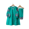 Frock Set, Neck Pearls With Air Embroidered Sleeves - 2pcs, for Girls'