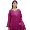 Suit, Elegant Magenta Georgette with Embroidery & Cut Work Details, for Women