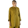 Suit, Elegant Olive-Green Cotton, 2-Piece Ensemble with Lace Adornments, for Women