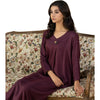 Suit, Elegant Plum 2-Piece Set with V Neckline, Golden Buttons & Straight Trouser